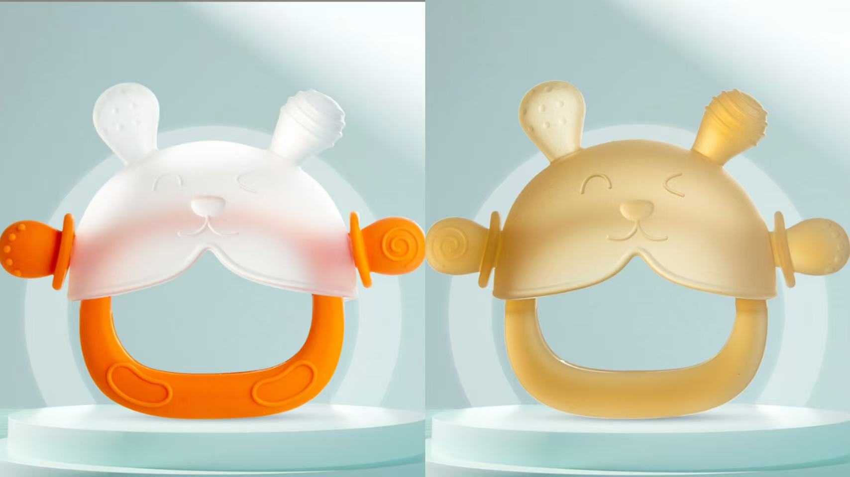 Teething baby chew stick, boilable silicone, chewable fun small mushroom, anti-swallow hand protector, baby toy