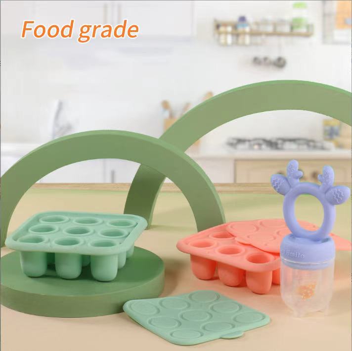 Silicone Baby Food-Grade Ice Cube Teething Toy Infant Teething Supplement Box Food-Grade Frozen Fruit Puree Ice Mold