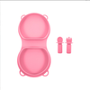 New baby silicone foldable plate bowl children's dinner plate with fork and spoon, outdoor travel children's silicone lunch box