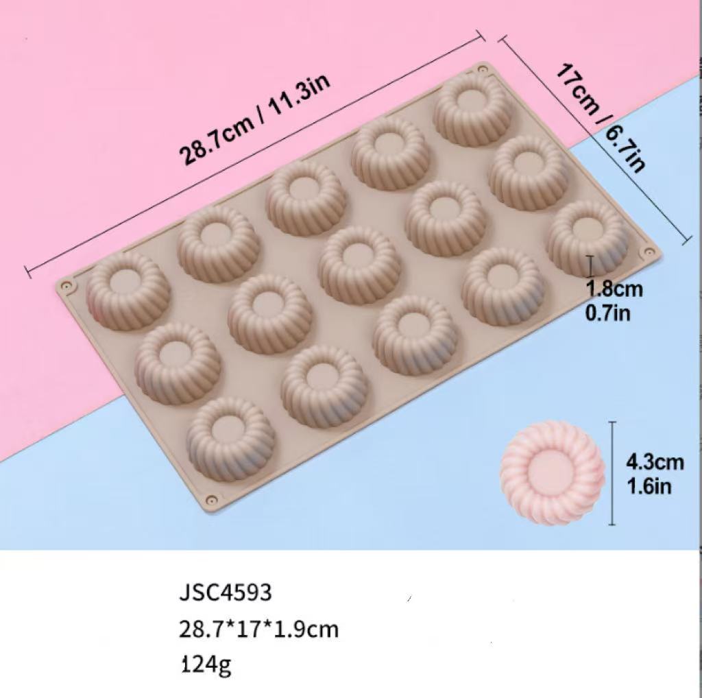 New 15-Cup Pudding Mousse Cake Silicone Mold, Baking Pastry Easy Release, Food-Grade Cookie Mold Cake Mold