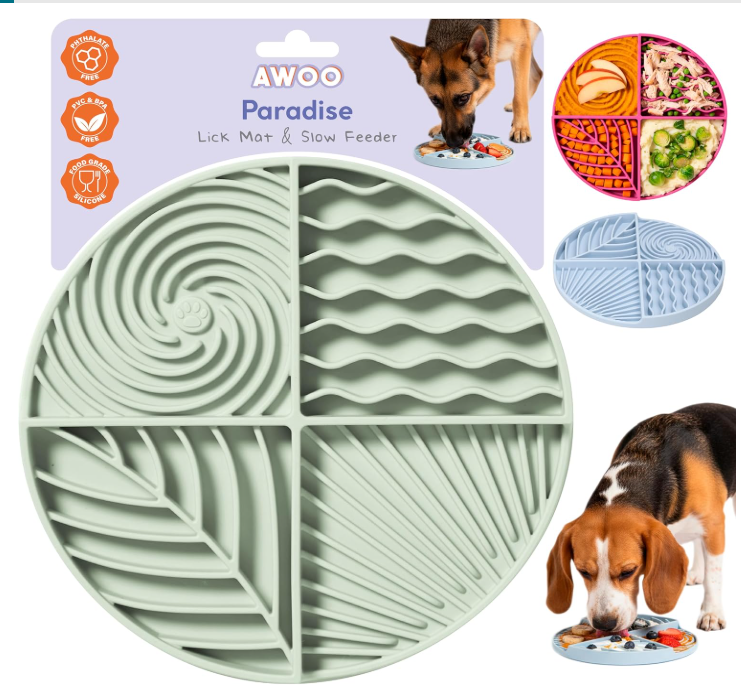 Cross-border best-selling 4-piece silicone lick mat and slow feeder, suitable for dogs and cats, suction cup non-slip slow feeding bowl, BPA-free food-grade silicone, dishwasher safe, extends mealtime