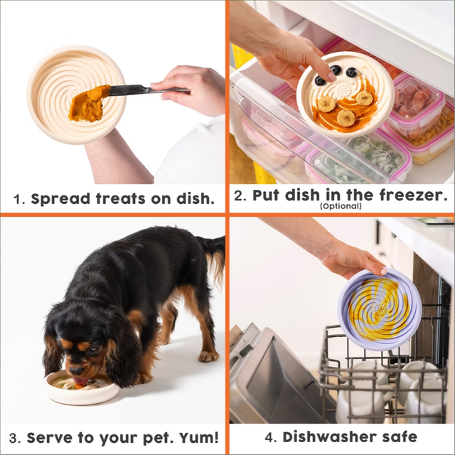5-inch spiral slow feeder lick mat, silicone lick plate slow feeder, suitable for dogs and cats, pet calming lick bowl, suitable for big eaters and anxiety-relieving puzzle mat, freezer-friendly slow 
