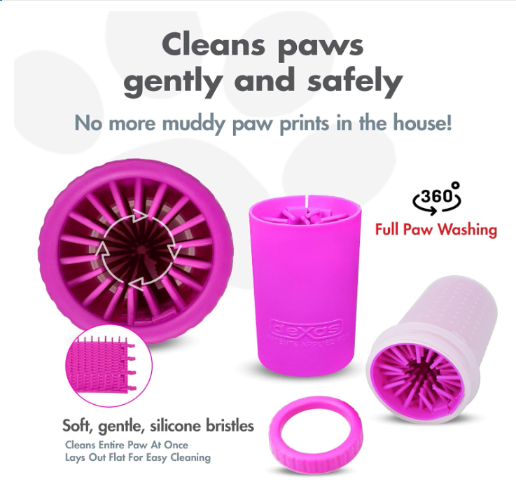 Medium Dog Paw Cleaner, Portable Pet Mud Paw Cleaning Cup, Quickly Cleans 1.5-2.5 Inch Wide Dog Paws, Soft Silicone Bristles Gently Clean Pet Paws, Portable Silicone Pet Paw Cleaning Cup