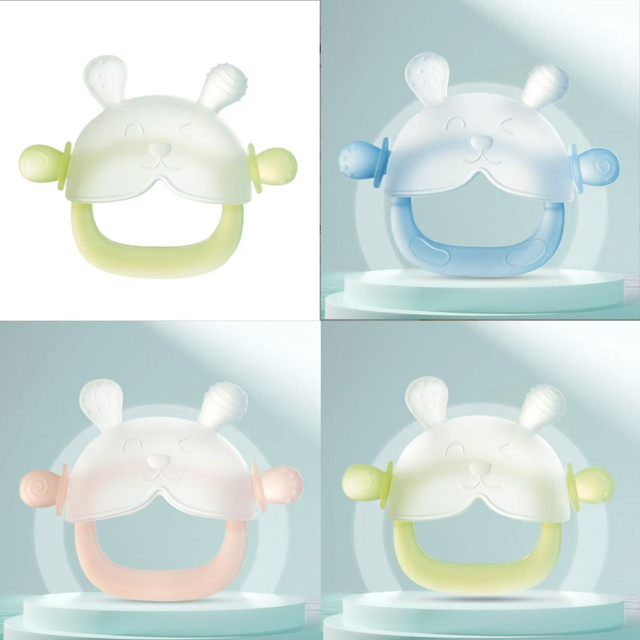 Teething baby chew stick, boilable silicone, chewable fun small mushroom, anti-swallow hand protector, baby toy