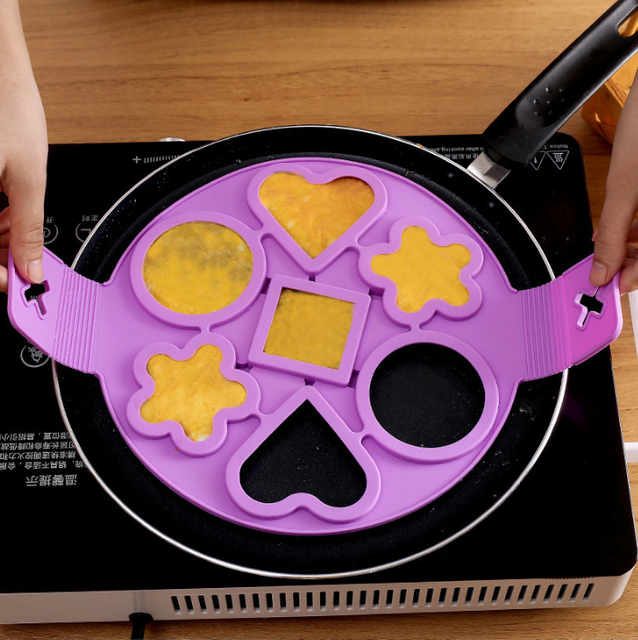 Kitchen Creative Silicone DIY Seven-Hole Pancake Egg Maker Cake Shaping Mold Non-Stick Baking Tool