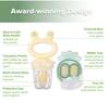 Baby fruit food feeder and mini freezer snack tray, BPA-free silicone feeder for breast milk popsicles, baby safe self-feeding device