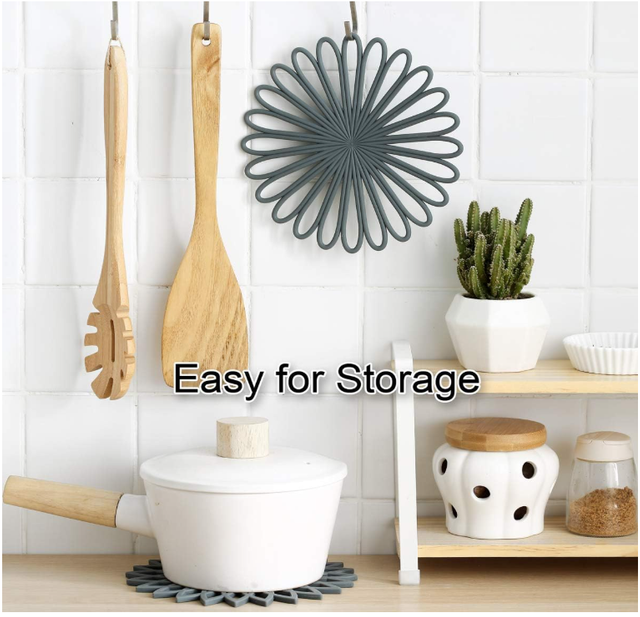 Hollow round floral pattern table mat, heat-resistant and anti-scald silicone heat insulation mat, creative non-slip silicone pot mat and bowl mat