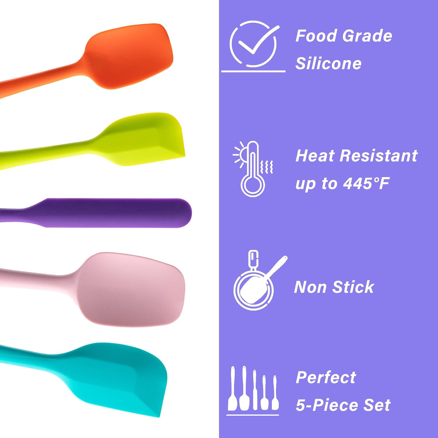 5 Piece Rubber Spatulas for Baking