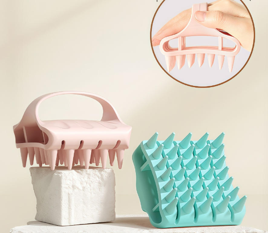 Silicone Bath Brush, Magic Scrub for Bathing, Shower Brush for Back Scrubbing, Body Cleansing Brush, Head Itch-relief Massage, Double-sided Hair Washing Brush