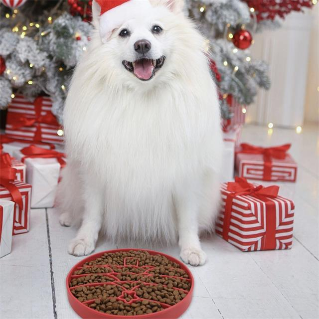 Christmas Pattern Pet Slow Food Bowl