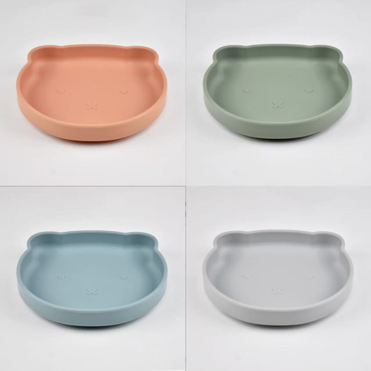 Cross-border children's tableware baby plate food-grade silicone baby feeding bowl with suction cup, high-temperature resistant, anti-fall plate