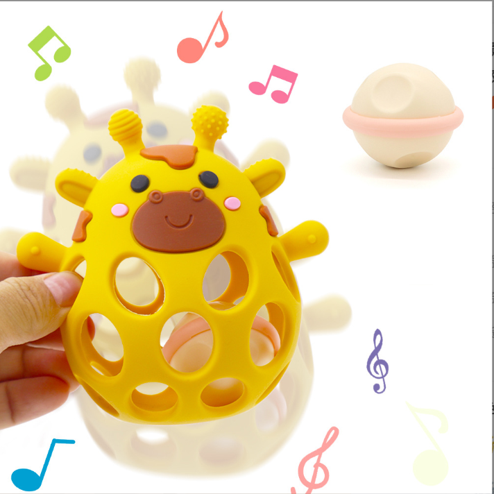 New Cross-Border Manhattan Ball 0-3 Baby Food-Grade Silicone Handheld Rattle Teething Toy.