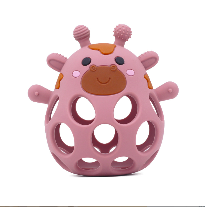 New Cross-Border Manhattan Ball 0-3 Baby Food-Grade Silicone Handheld Rattle Teething Toy.