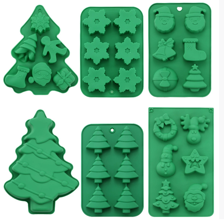 Cross-border Christmas Mold Silicone Mold Christmas Tree Gingerbread Man Snowflake Christmas Cookie Candy Mold.