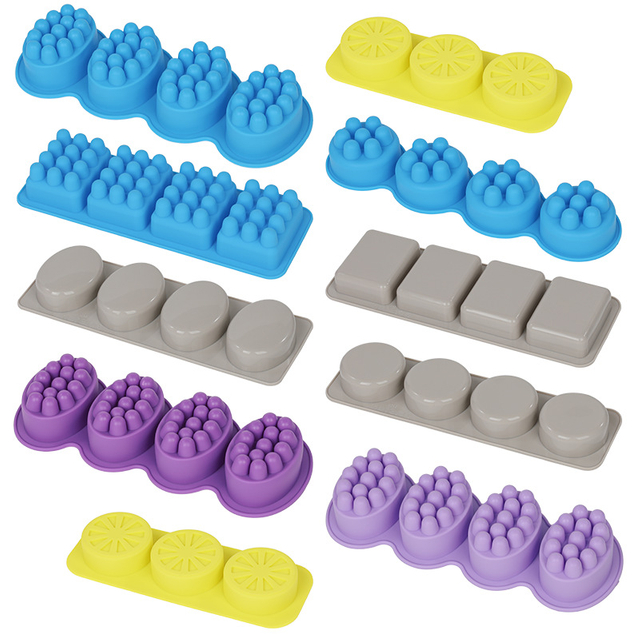 Cross-border 4-piece Massage Silicone Cake Mold Silicone Soap Mold Cold Process Soap Mold DIY Handmade Baking Mold