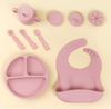 Children's Silicone Feeding Plate with Bib, Baby Food Bowl, Straw Cup, and Baby Feeding Silicone Tableware Set