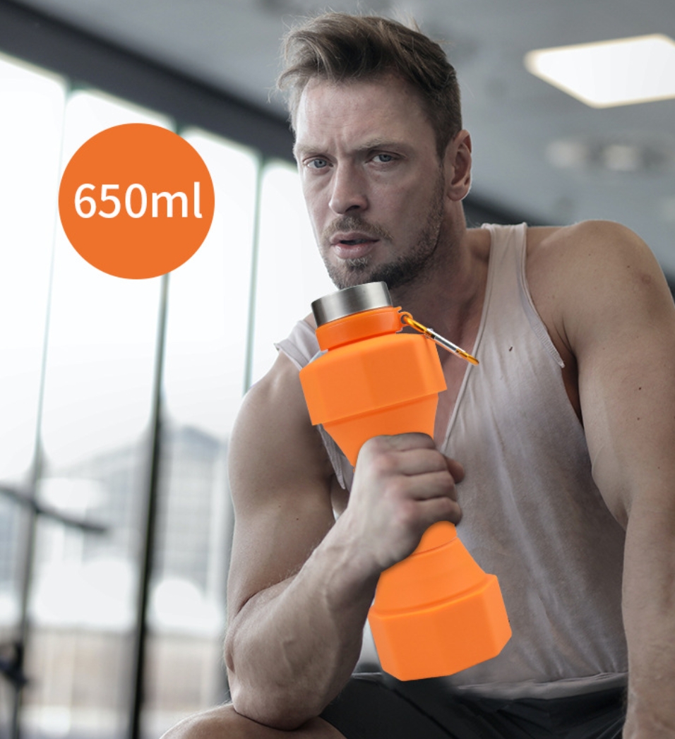Foldable dumbbell water cup