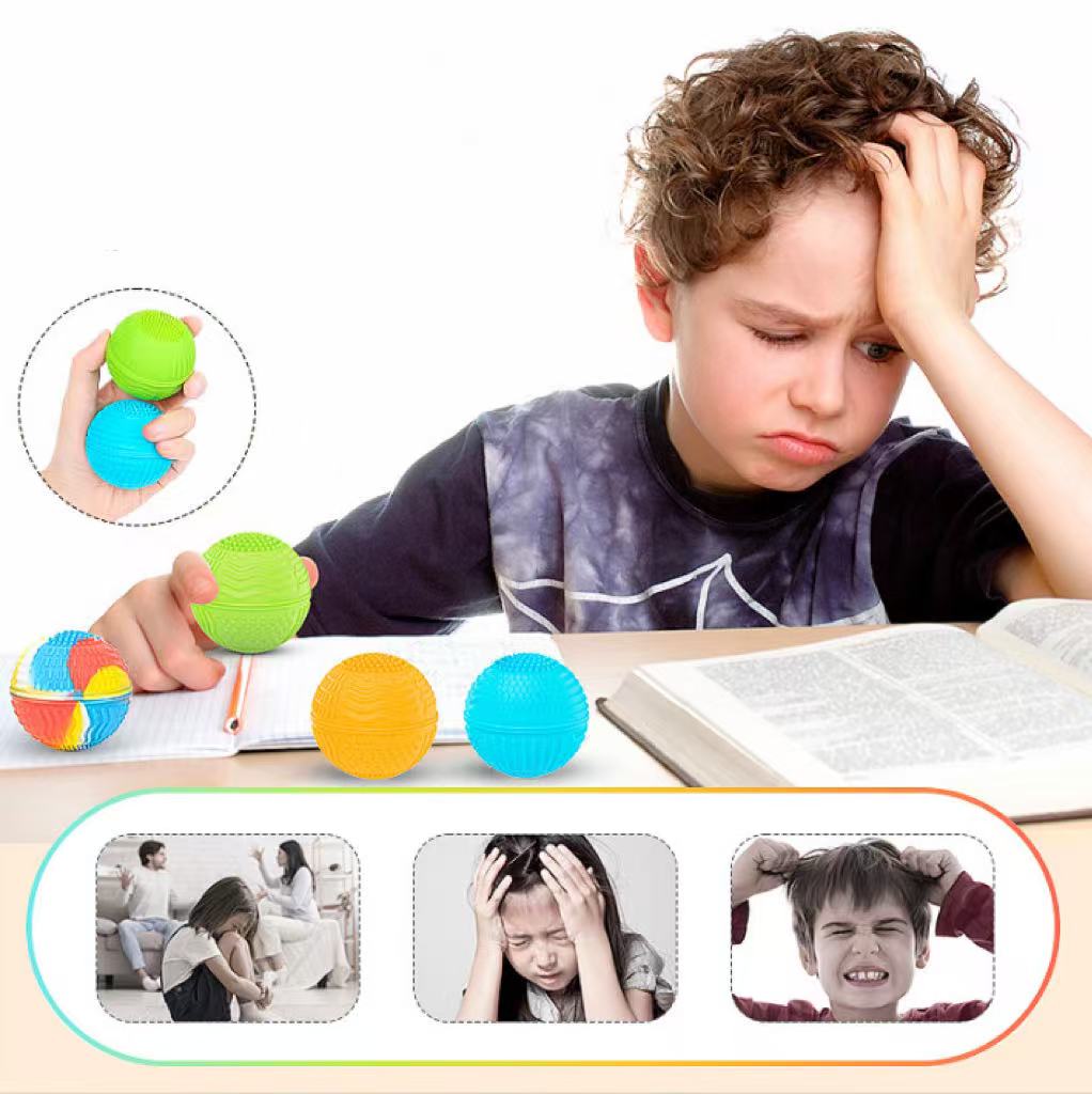 Amazon Hot-Selling Silicone Ball Grip Finger Strength Sensory Stone Stress Relief Toy Tactile Decompression Toy Ball.