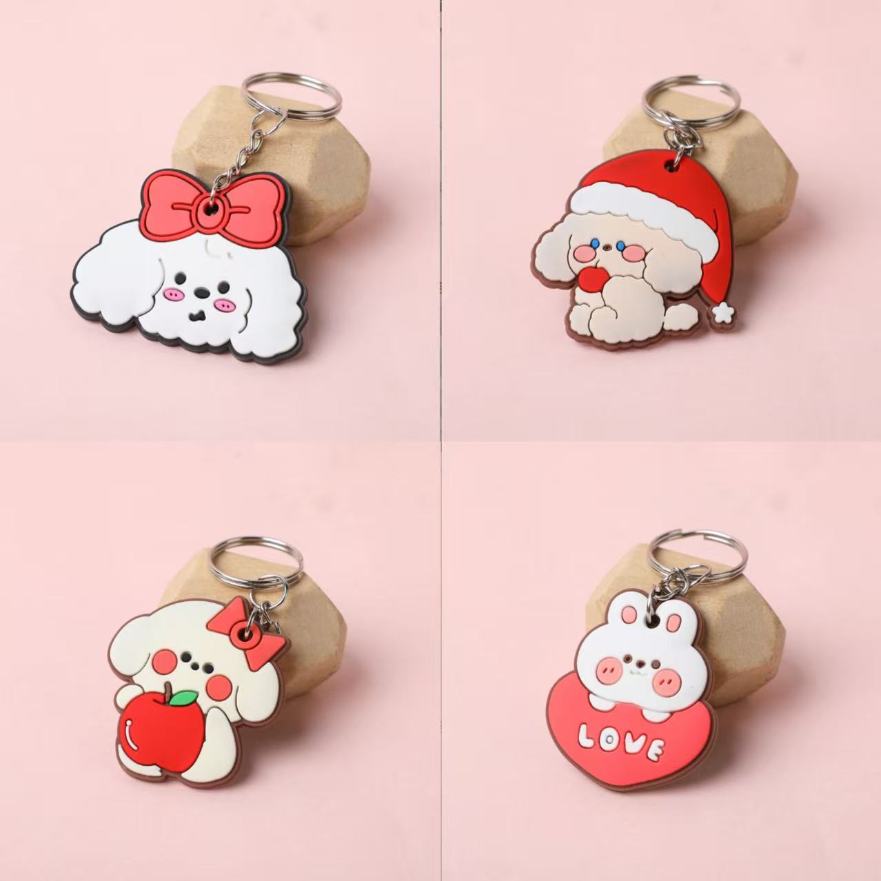 PVC Soft Silicone Keychain Small Pendant Little Animal Car Keychain Charm Cute Couple Cartoon Keychain