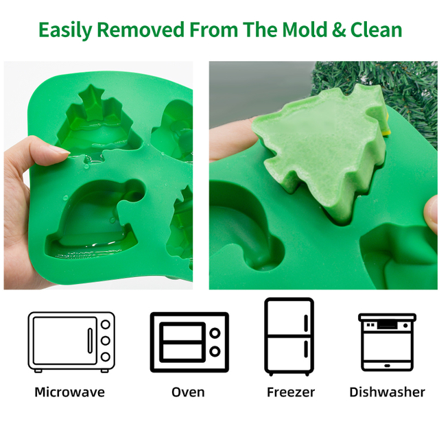 DIY Christmas Tree & Hat Silicone Baking Mold Set - 6 Piece Cake & Chocolate Mold Kit