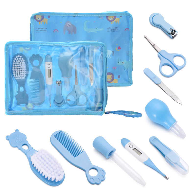 Foreign trade baby care set baby nail clippers thermometer care tools comb brush care 9-piece set (3).jpg