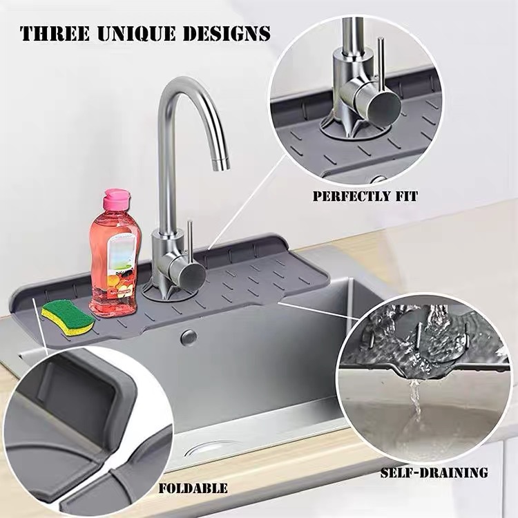Silicone Drain Mat for Kitchen Countertop 