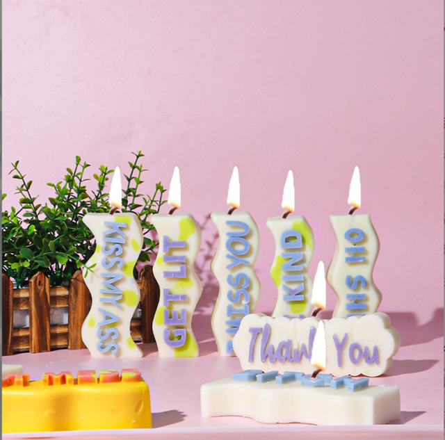 Cross-border DIY Resin Mold Wavy Stripe Letter Slogan Candle Mold Plaster Aroma Ornament