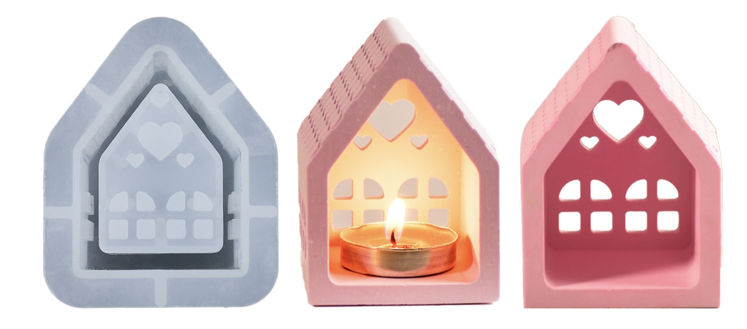 Love House Candlestick Silicone Mold