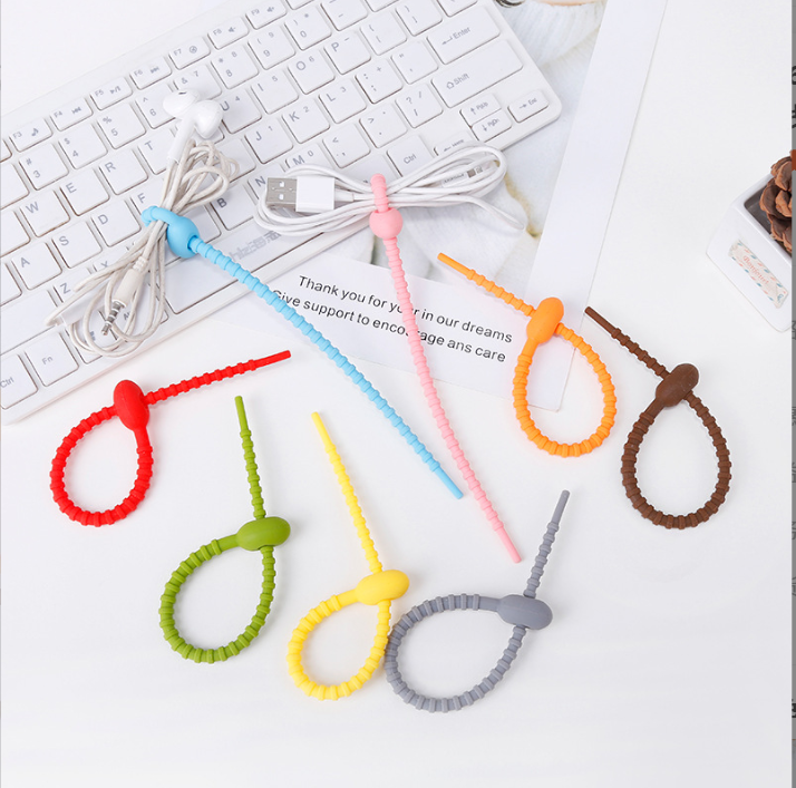 Tadpole Self-Locking Charging Cable Tie Silicone Storage Strap DIY Keychain Accessory Blind Box Trendy Toy Pendant