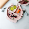 Food-grade silicone children's dining plate, baby weaning bowl, cartoon crab divided plate, baby self-feeding tableware