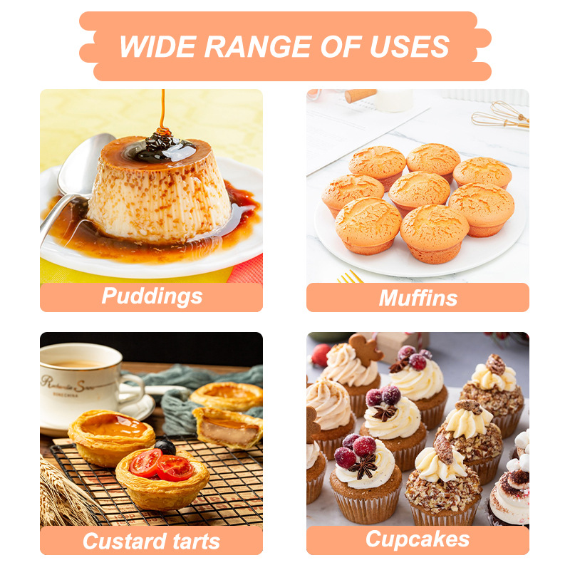 Silicone Baking Cups Set (6-Pack) - Reusable Muffin, Cupcake & Egg Tart Molds for Air Fryer, Oven & Freezer