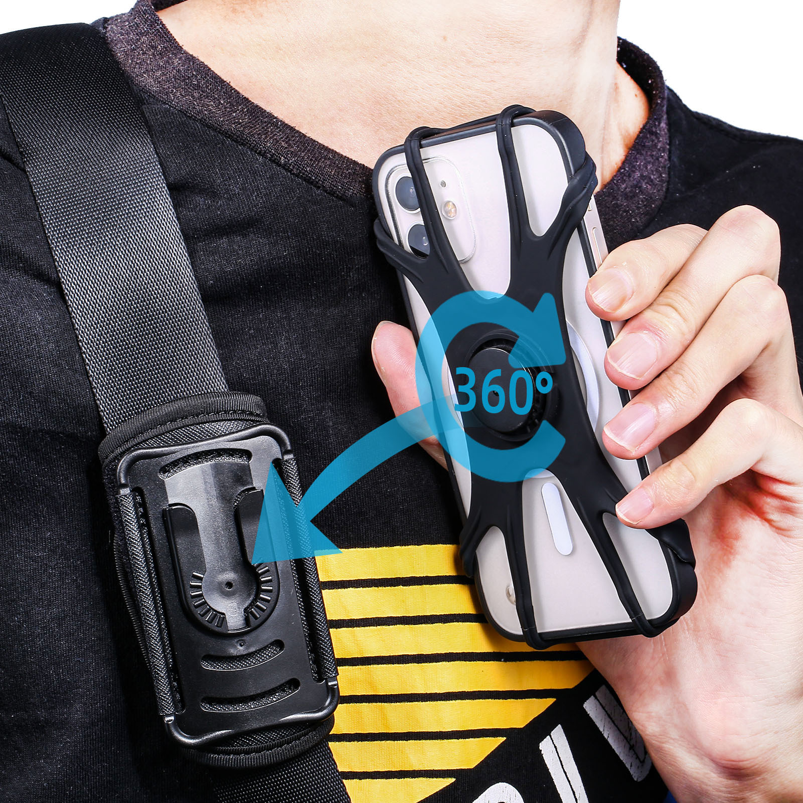 Backpack with cell phone holder 1
