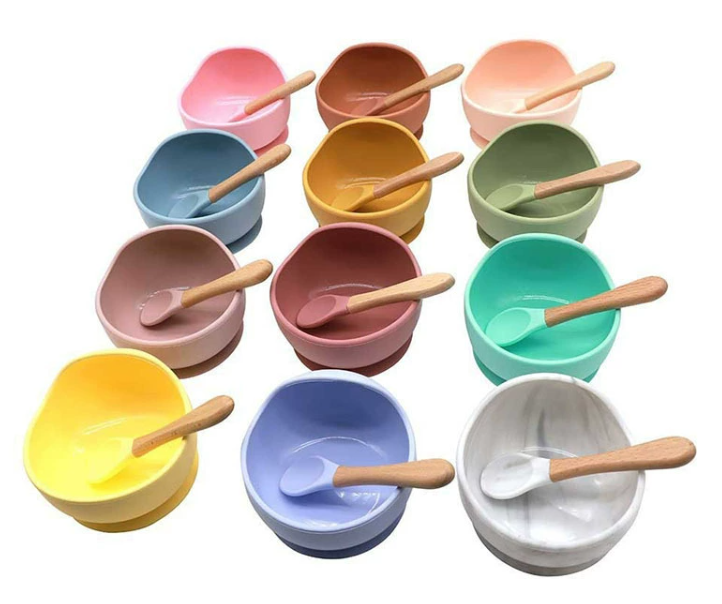 Children's Tableware Silicone Bib Waterproof Baby Bib Baby Drool Towel Infant Bowl And Spoon Complete Maternal And Baby Supplies