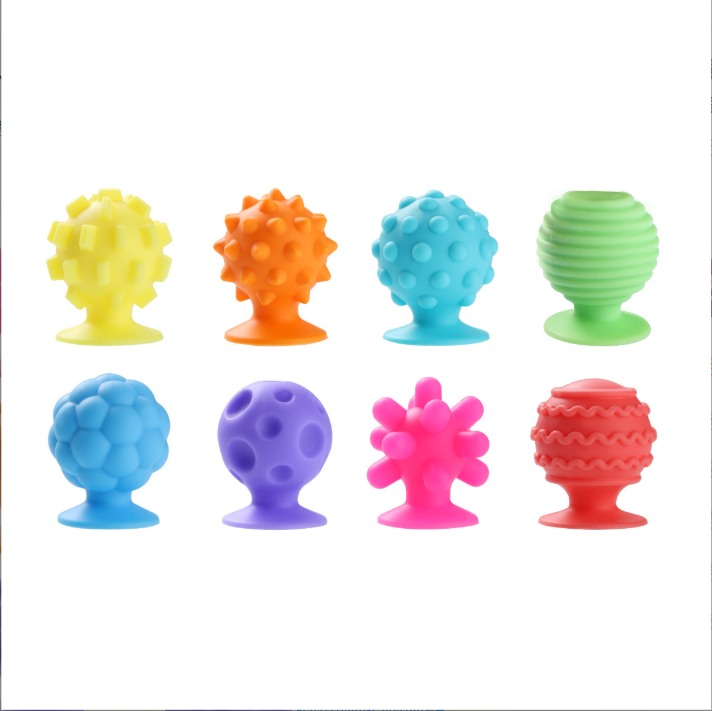 Cross-border Fidget Toys Children's Stress Relief Suction Ball Silicone Sensory Ball Soft Texture Stress Relief Toy 8PCS.