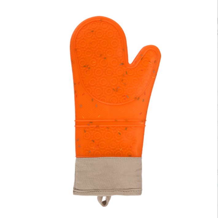 Wholesale Long Silicone Gloves with Nordic Colorful Dots, Padded Silicone Heat-resistant Gloves, Oven Mitts, Kitchen Supplies