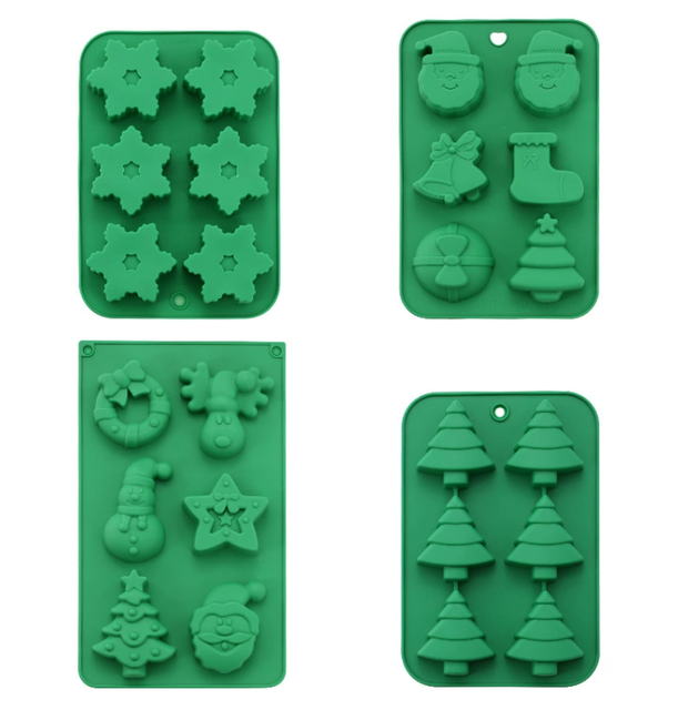 Cross-border Christmas Mold Silicone Mold Christmas Tree Gingerbread Man Snowflake Christmas Cookie Candy Mold.