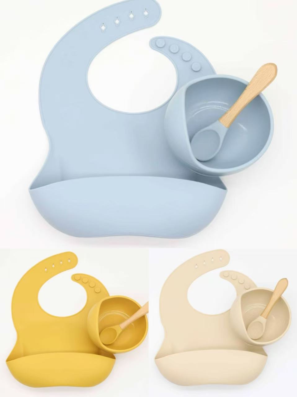 Children's Tableware Silicone Bib Waterproof Baby Bib Baby Drool Towel Infant Bowl And Spoon Complete Maternal And Baby Supplies