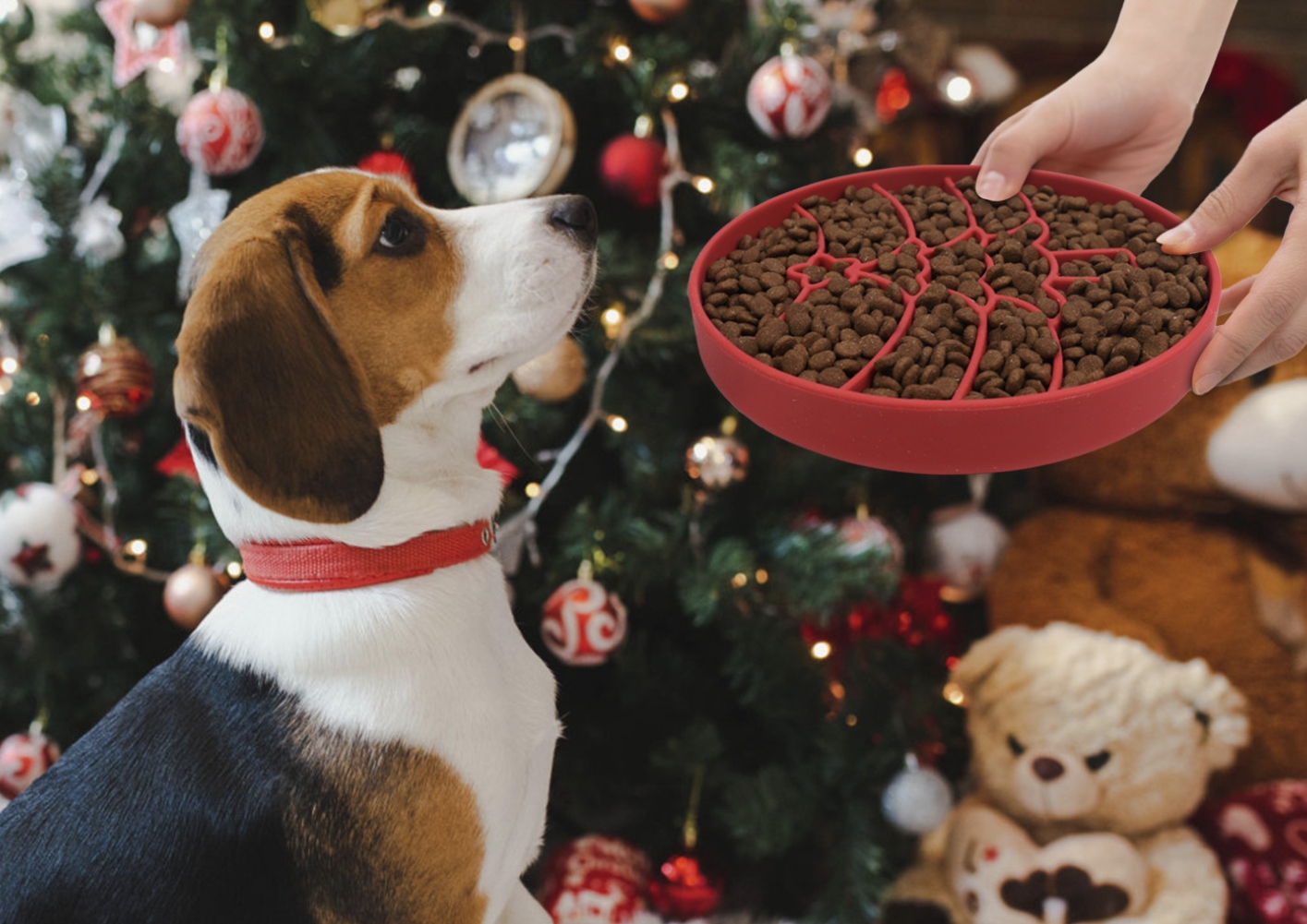 Christmas Pattern Pet Slow Food Bowl