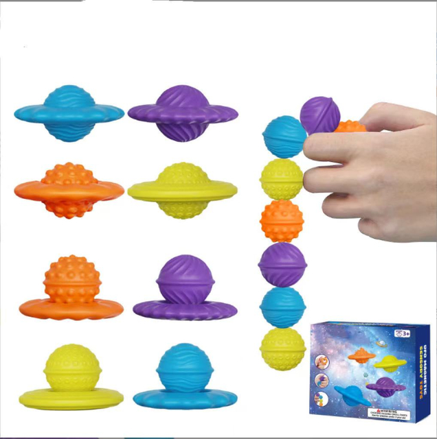 Amazon New Cross-Border UFO Flying Saucer Stress Relief Toy Silicone Decompression Educational Magnetic Sensory Customizable for Children.