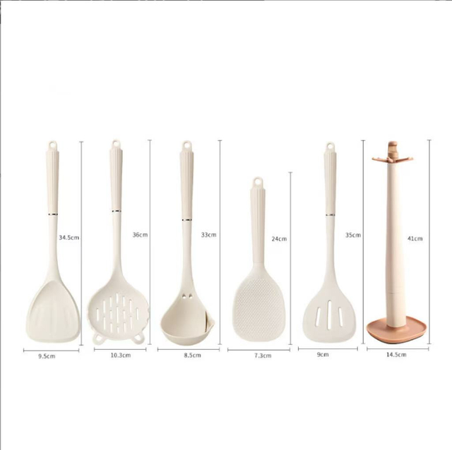 Cross-border All-in-one Silicone Cookware Set for Home Kitchen, Including Spatula And Ladle, High-temperature Resistant, Non-stick Silicone Spatula, Wholesale.