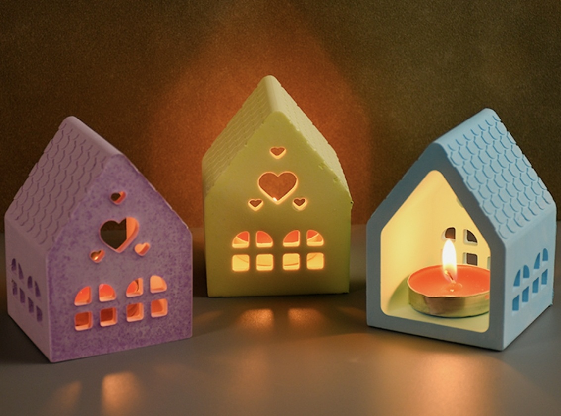 Love House Candlestick Silicone Mold