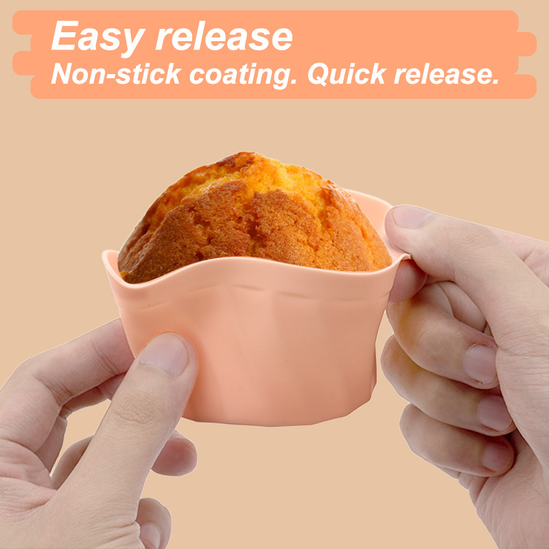 Silicone Baking Cups Set (6-Pack) - Reusable Muffin, Cupcake & Egg Tart Molds for Air Fryer, Oven & Freezer