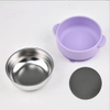 Silicone Double-Handle Bowl with 304 Stainless Steel Inner Liner, Children's Tableware, Baby Feeding Bowl, Anti-Scald and Drop-Resistant Plate