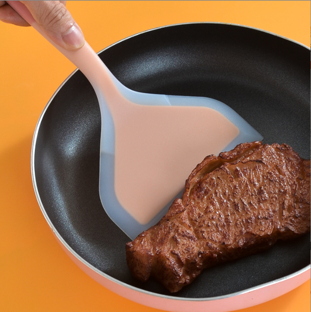 Tamago-yaki Silicone Spatula, Semi-Transparent Wide Mouth Silicone Turner, Two-Color Frying Spatula, Cooking Spatula, Kitchen Tamago-yaki Spatula.