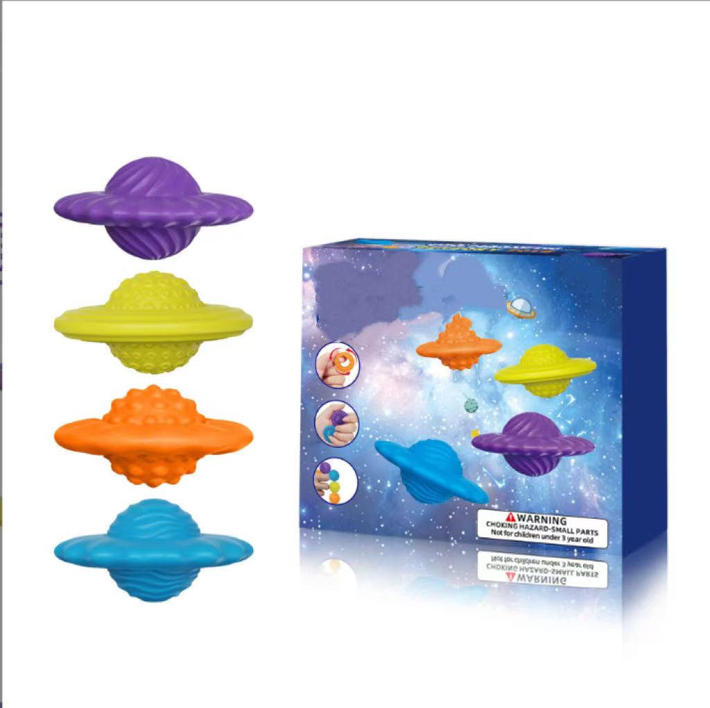 Amazon New Cross-Border UFO Flying Saucer Stress Relief Toy Silicone Decompression Educational Magnetic Sensory Customizable for Children.