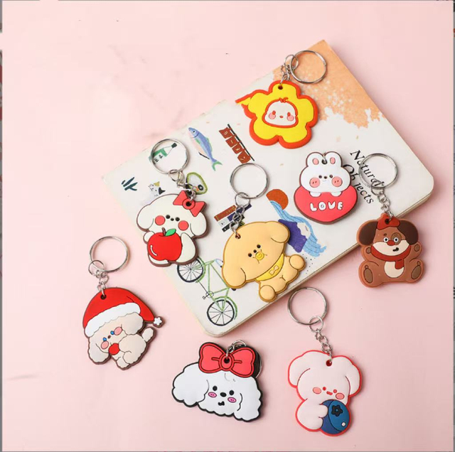 PVC Soft Silicone Keychain Small Pendant Little Animal Car Keychain Charm Cute Couple Cartoon Keychain