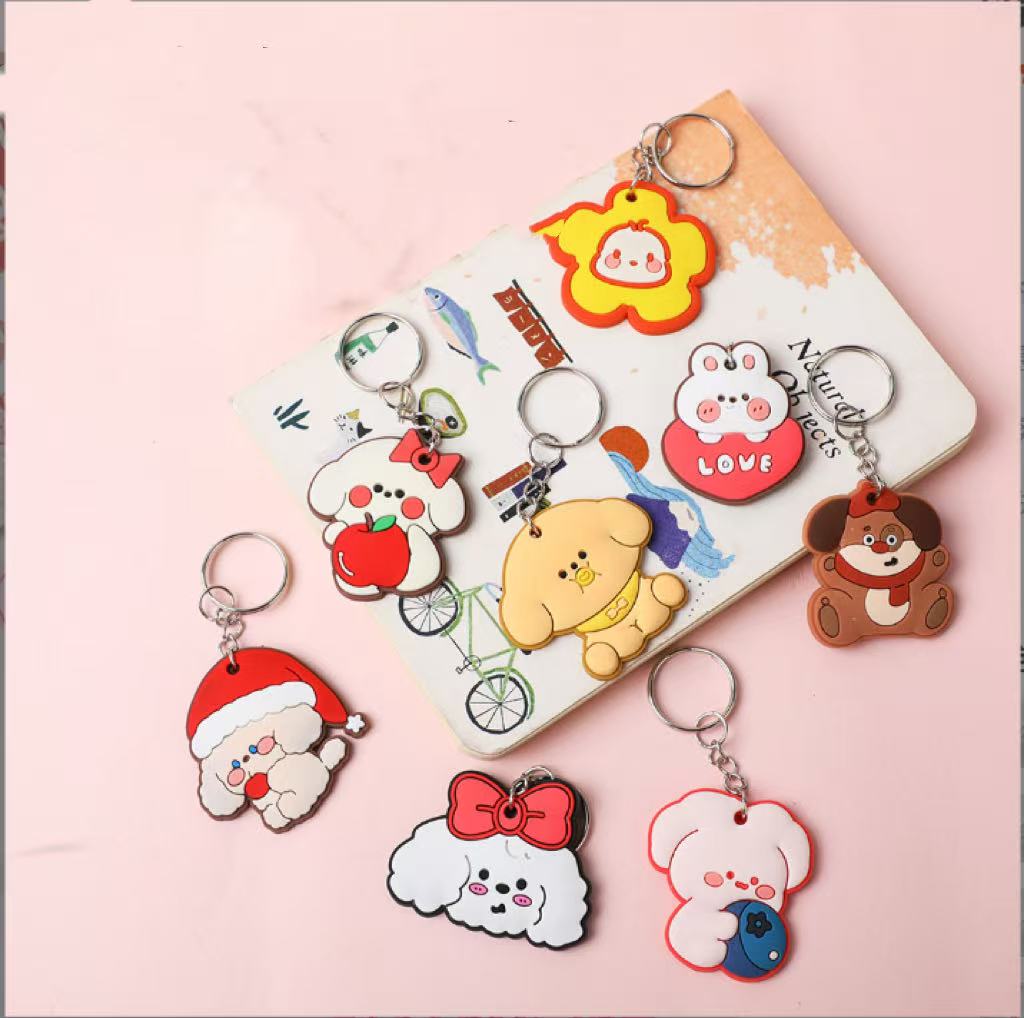 PVC Soft Silicone Keychain Small Pendant Little Animal Car Keychain Charm Cute Couple Cartoon Keychain