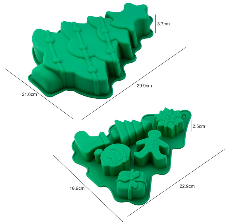 Cross-border Christmas Mold Silicone Mold Christmas Tree Gingerbread Man Snowflake Christmas Cookie Candy Mold.