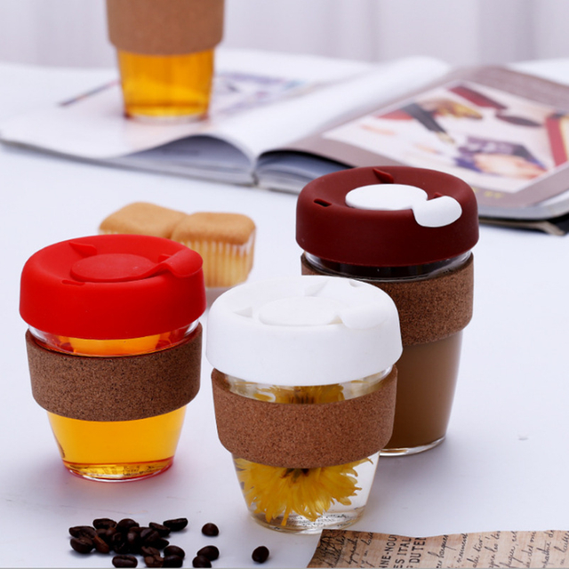 Silicone coffee cup cork insulated coffee cup car coffee cork cup 240ml350ml coffee cup 