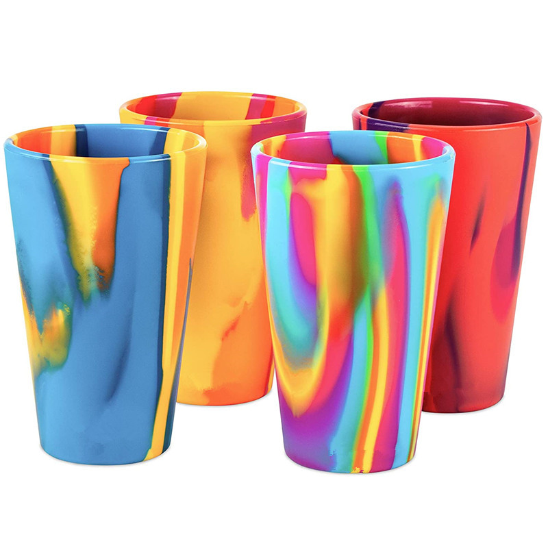 Amazon silicone cup 480ml outdoor portable anti-fall sports drinking water silicone beer cup color silicone water cup